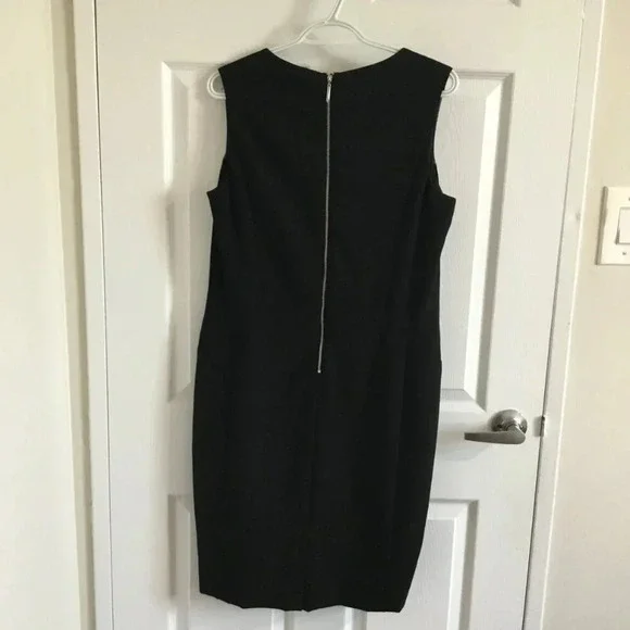 White House Black Market Bodycon dress back gray purble chic Sz 14 - Picture 2 of 10